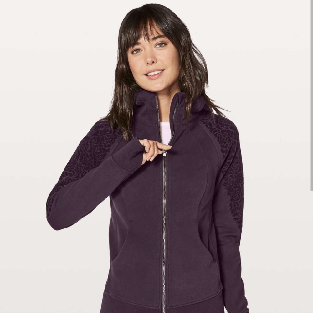 Lululemon Scuba Hoodie Black Cherry Floral Flock 6